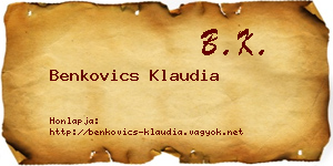 Benkovics Klaudia névjegykártya